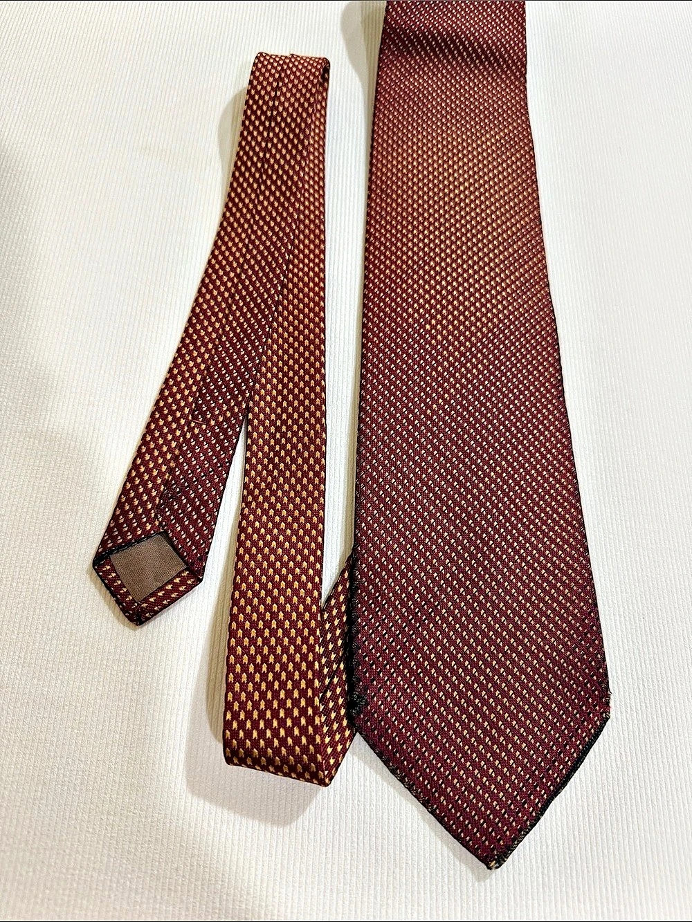 Yves Saint Laurent Geometric Silk Tie in Red & Gold